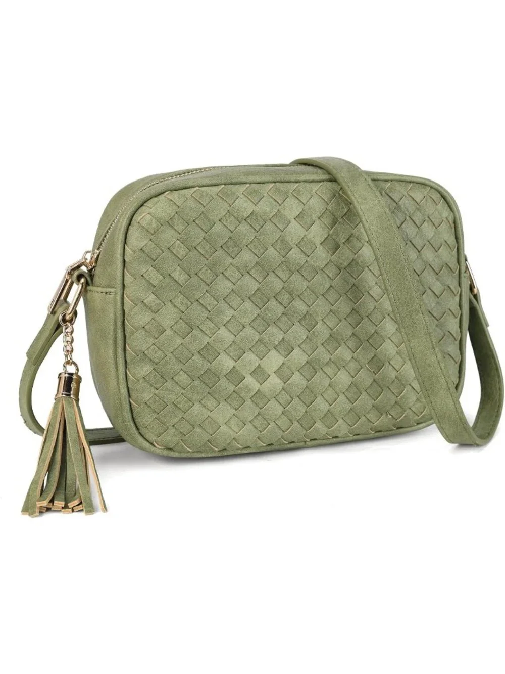 Women's Turquoise Woven Small Boho Purse Vegan Zipper Leather Crossbody Bag
